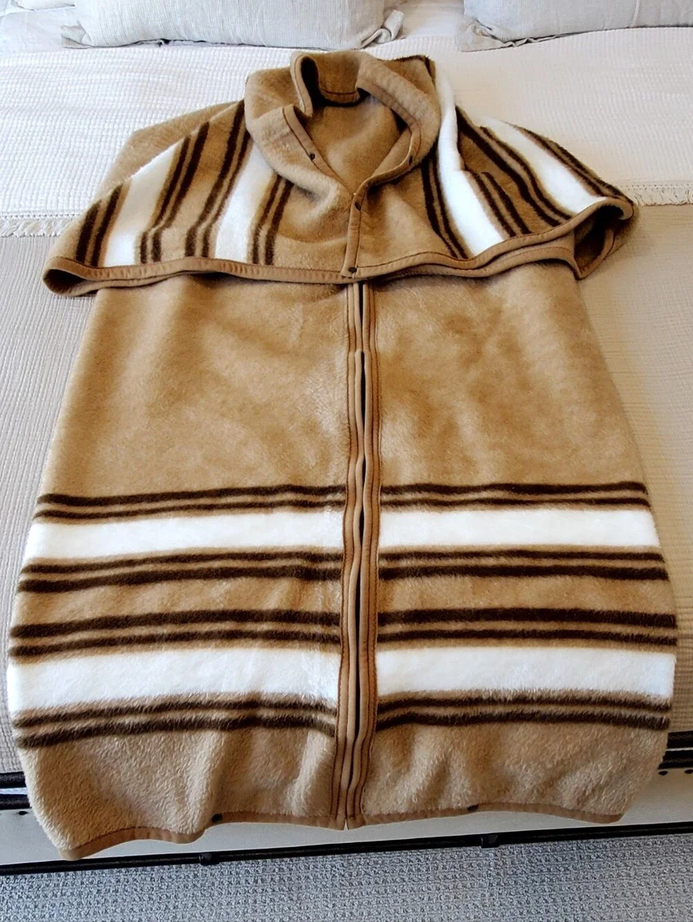 Vtg Biederlack West Germany Cuddle Wrap Sleeping Bag Blanket Brown/Tan EUC